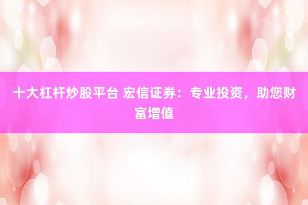 十大杠杆炒股平台 宏信证券：专业投资，助您财富增值