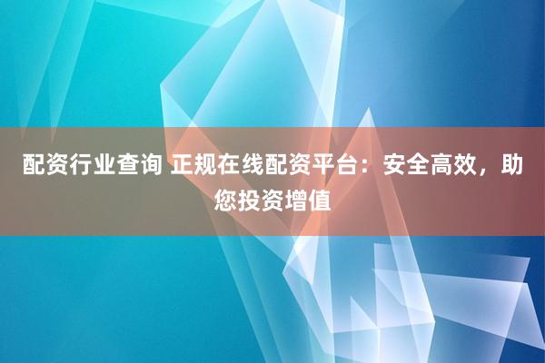 配资行业查询 正规在线配资平台：安全高效，助您投资增值