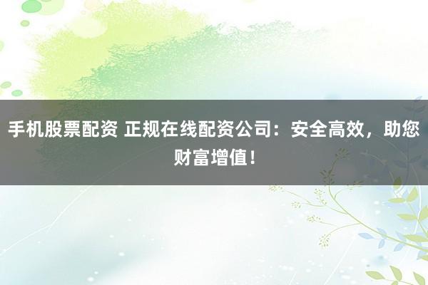 手机股票配资 正规在线配资公司：安全高效，助您财富增值！