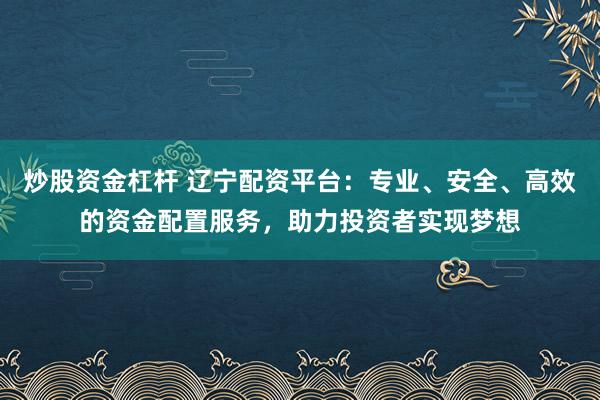 炒股资金杠杆 辽宁配资平台：专业、安全、高效的资金配置服务，助力投资者实现梦想