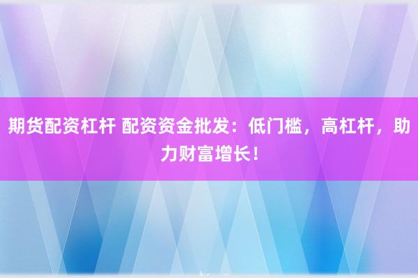 期货配资杠杆 配资资金批发：低门槛，高杠杆，助力财富增长！