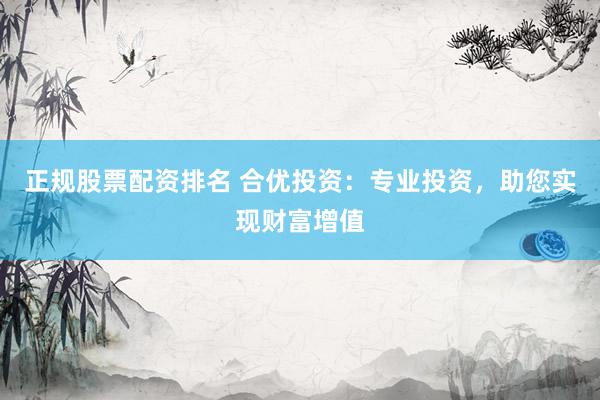 正规股票配资排名 合优投资：专业投资，助您实现财富增值