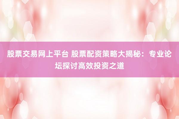 股票交易网上平台 股票配资策略大揭秘：专业论坛探讨高效投资之道
