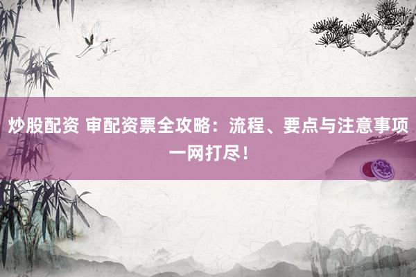 炒股配资 审配资票全攻略：流程、要点与注意事项一网打尽！