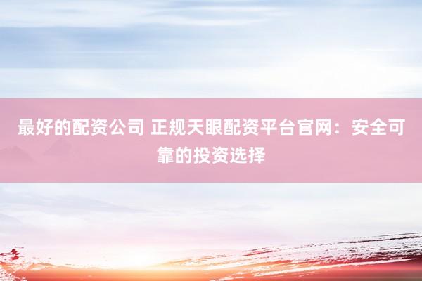 最好的配资公司 正规天眼配资平台官网：安全可靠的投资选择