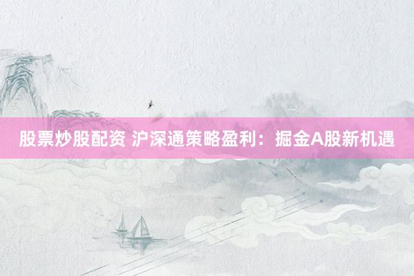 股票炒股配资 沪深通策略盈利：掘金A股新机遇