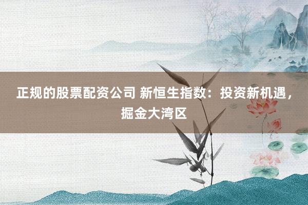 正规的股票配资公司 新恒生指数：投资新机遇，掘金大湾区