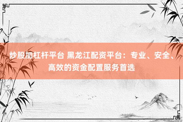 炒股加杠杆平台 黑龙江配资平台：专业、安全、高效的资金配置服务首选