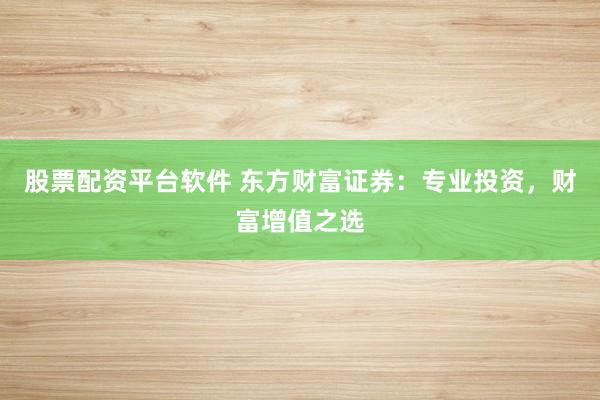 股票配资平台软件 东方财富证券：专业投资，财富增值之选