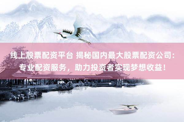 线上股票配资平台 揭秘国内最大股票配资公司：专业配资服务，助力投资者实现梦想收益！