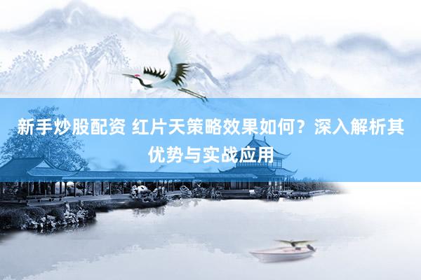 新手炒股配资 红片天策略效果如何？深入解析其优势与实战应用