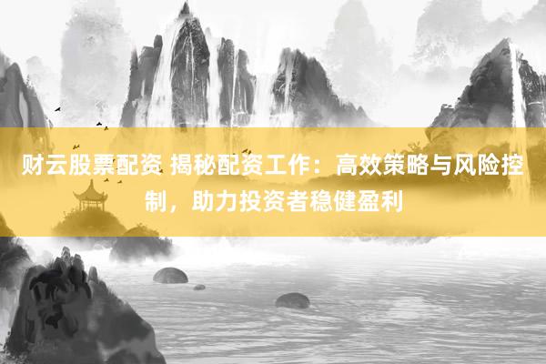 财云股票配资 揭秘配资工作：高效策略与风险控制，助力投资者稳健盈利