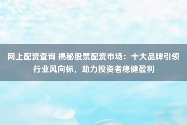 网上配资查询 揭秘股票配资市场：十大品牌引领行业风向标，助力投资者稳健盈利