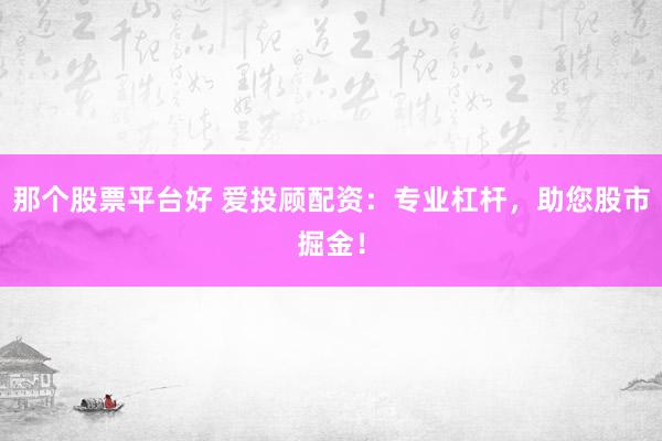 那个股票平台好 爱投顾配资:专业杠杆,助您股市掘金!