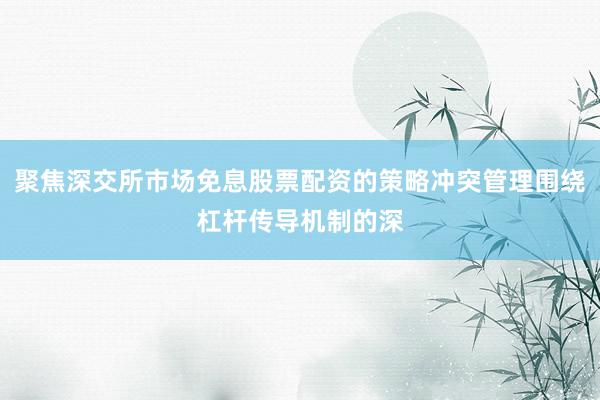 聚焦深交所市场免息股票配资的策略冲突管理围绕杠杆传导机制的深