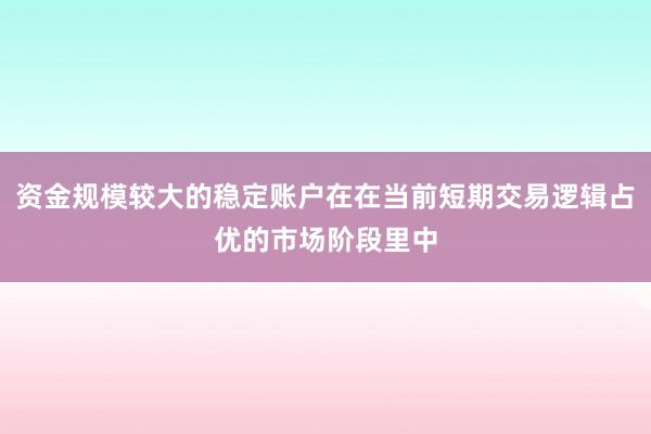 资金规模较大的稳定账户在在当前短期交易逻辑占优的市场阶段里中