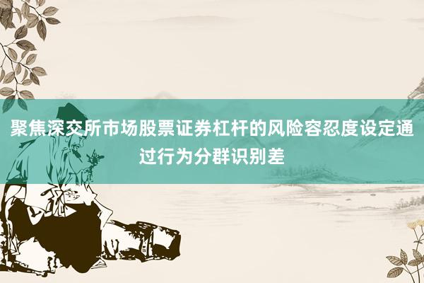 聚焦深交所市场股票证券杠杆的风险容忍度设定通过行为分群识别差