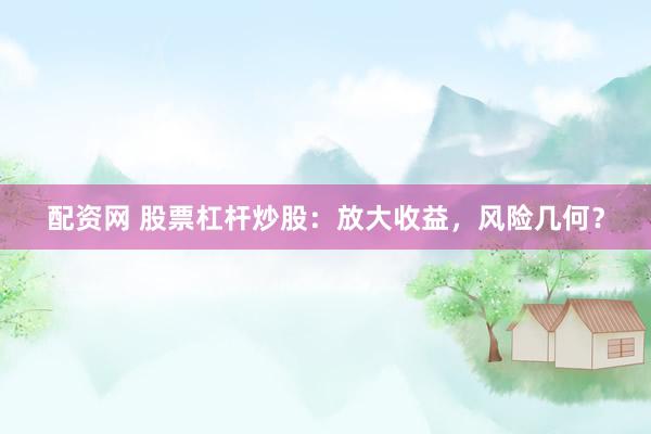 配资网 股票杠杆炒股：放大收益，风险几何？