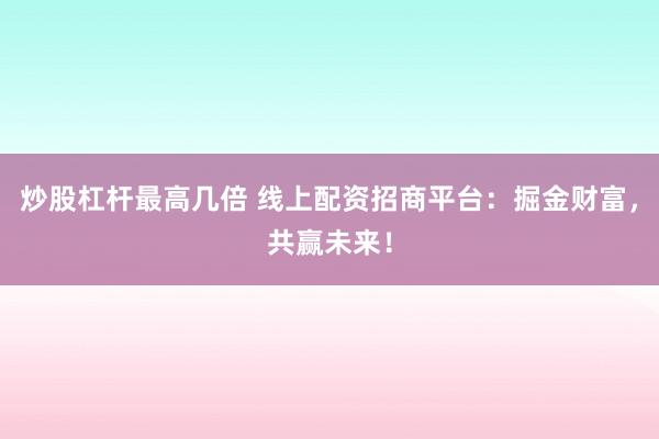 炒股杠杆最高几倍 线上配资招商平台：掘金财富，共赢未来！