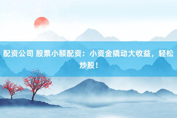 配资公司 股票小额配资:小资金撬动大收益,轻松炒股!